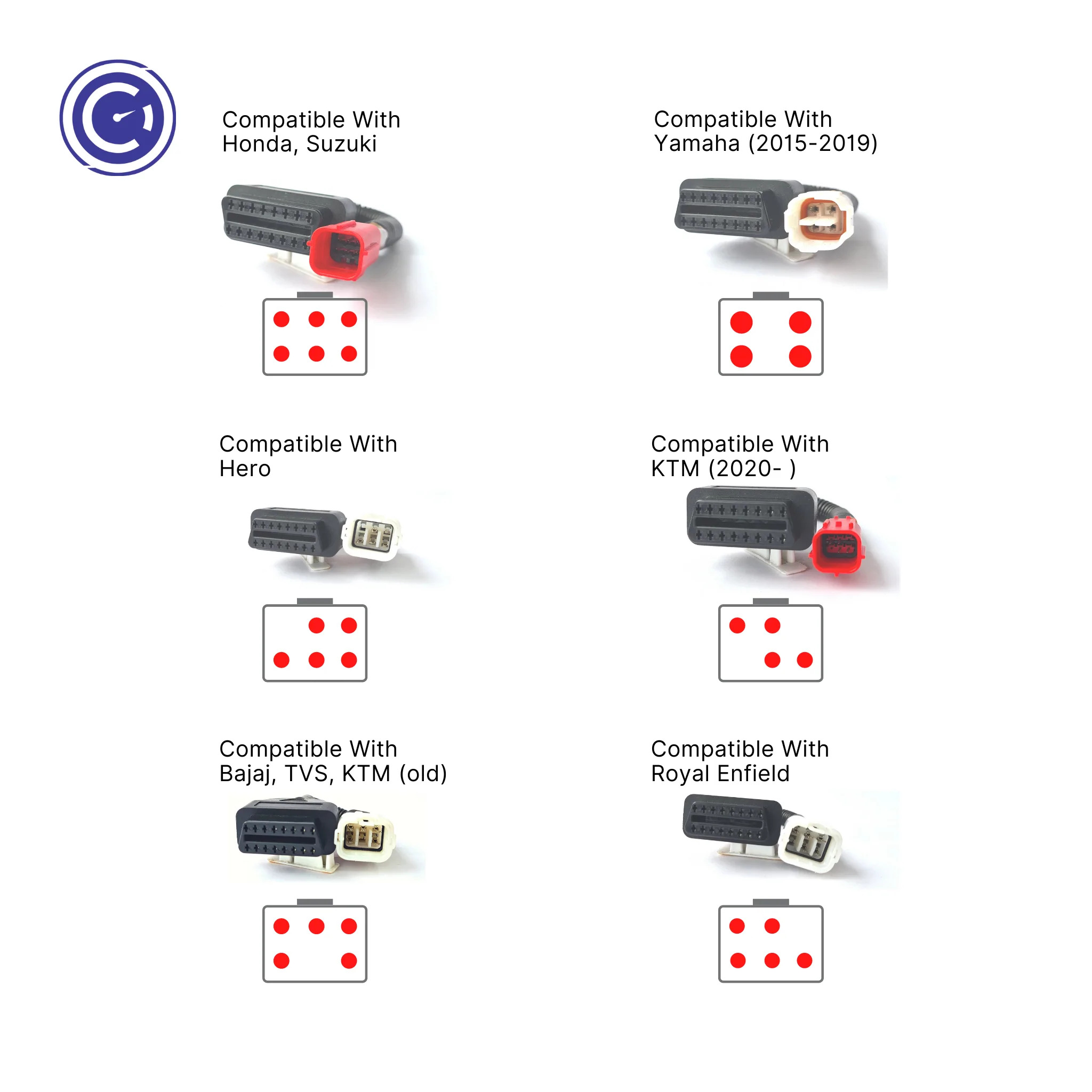 Bike OBD Connector Cable Set (Set of 6)